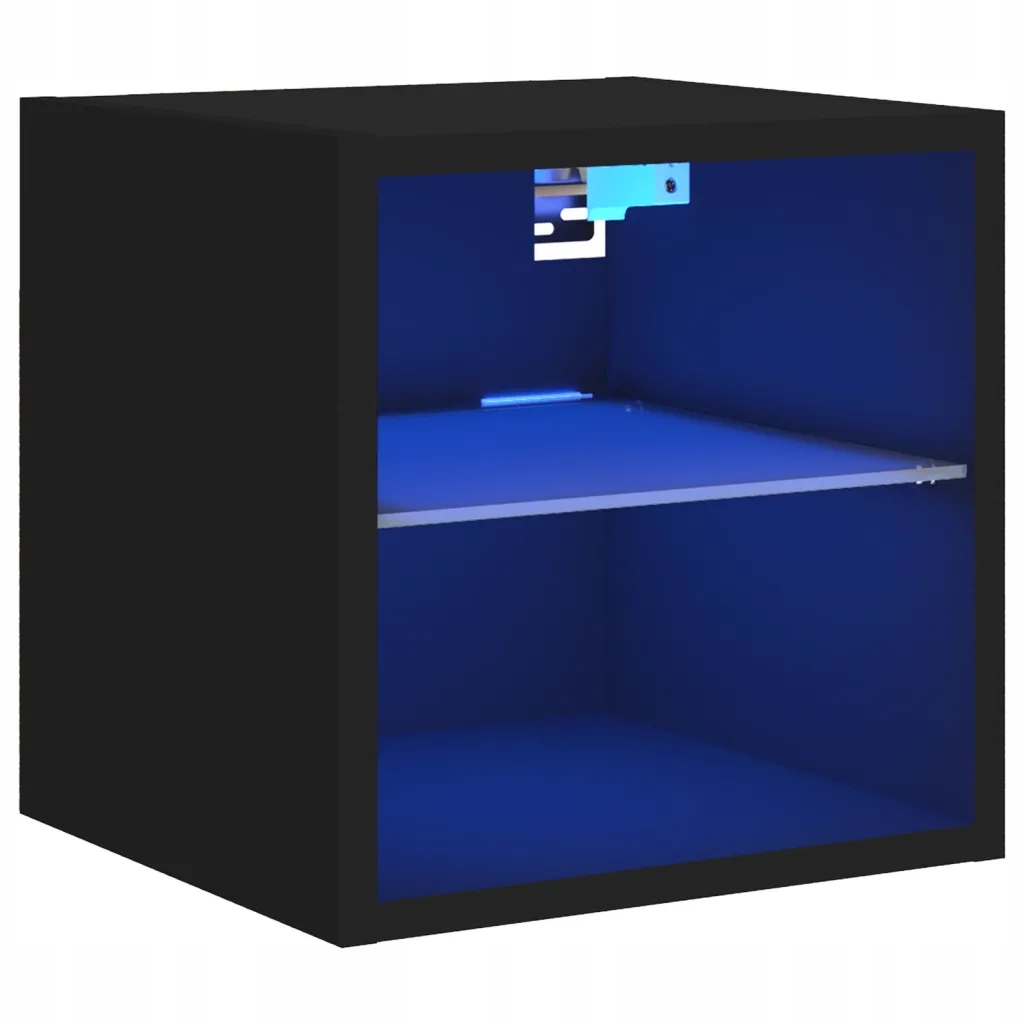 Černá závěsná skříňka pod Tv s Rgb Led osvětlením, 30 x 28,5 x 30 cm