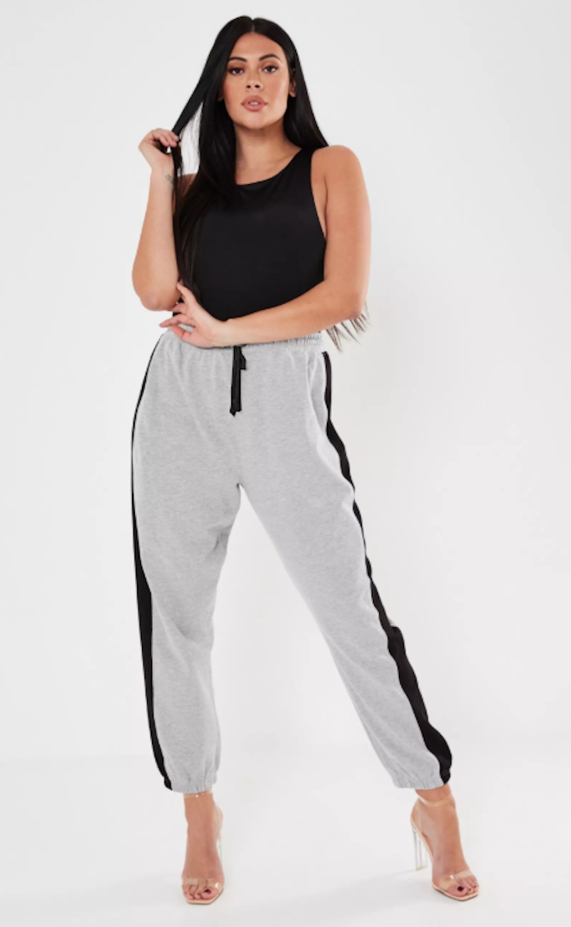 KOBIECE Spodnie Dresowe Szeroki LAMPAS Szare SML Marka inna