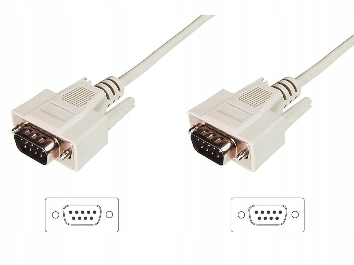 Kabel RS232 Sub-D9 (M) - Sub-D9 (M) 3m beżowy