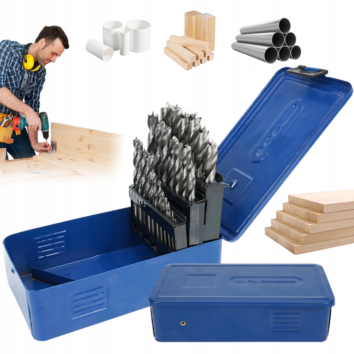 Hss Vrtáky Do Dřeva 1-13 MM, Sada 25 Kusů V Krabičce S Indexem