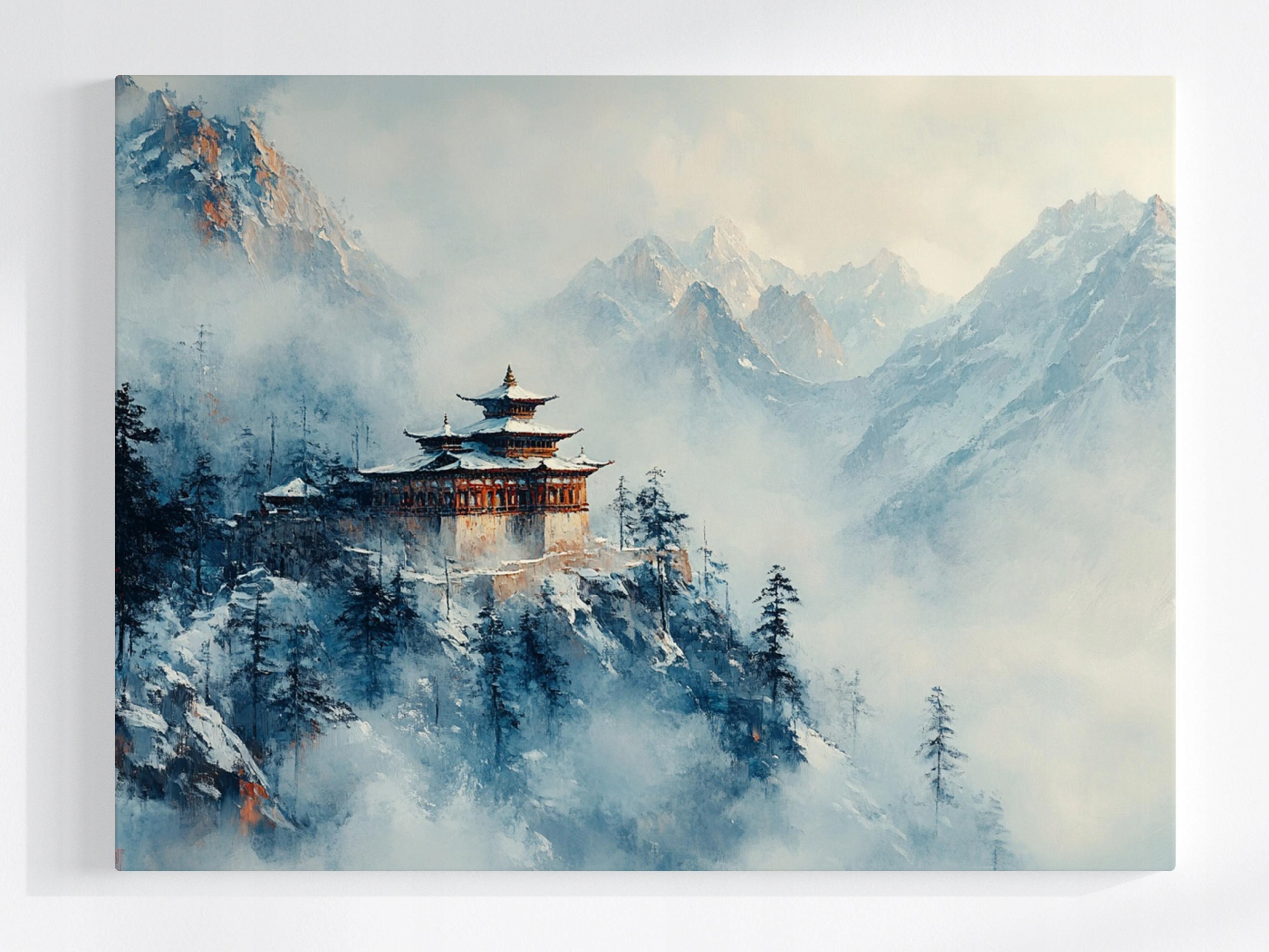 Obraz Na Plátně Canvas Buddhistický Chrám Hory Mlha Krajina 80x60