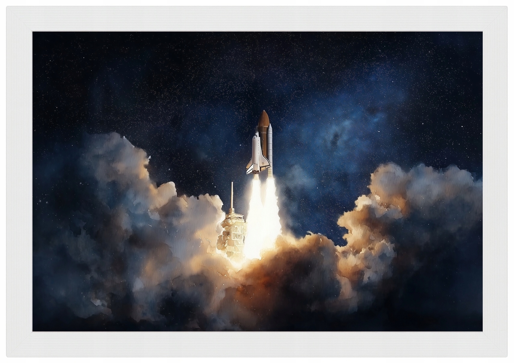 Plakát Rámeček Dřevo Loď Kosmická Raketa Kyvadlo Vesmír 93x62