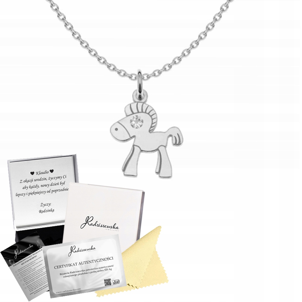 Dětský Stříbrný Náhrdelník S Poníkem Dárek Řetízek 925 Přání