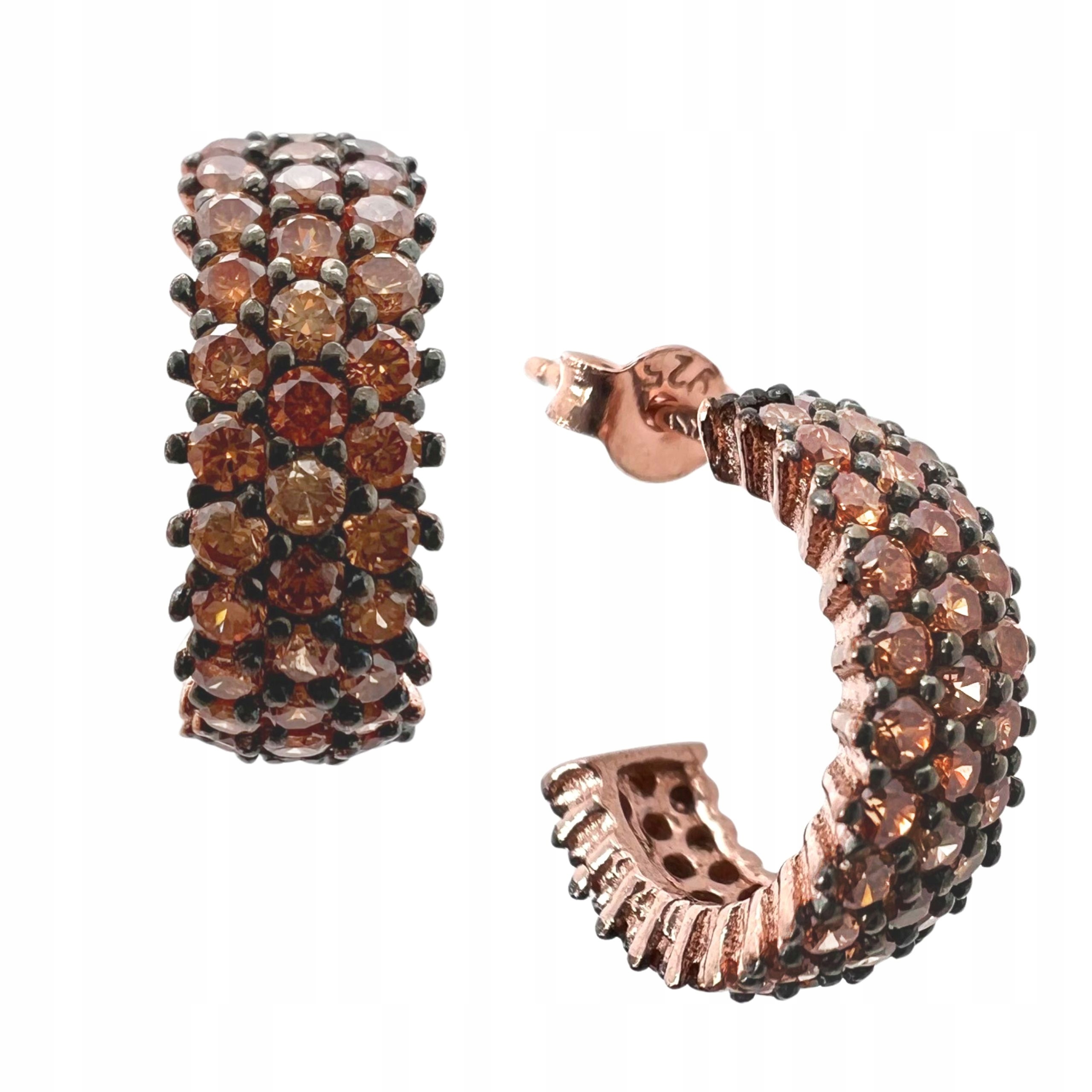 Dámské Stříbrné Náušnice Pozlacené Ryzosti 925 S Béžovými Zirkony