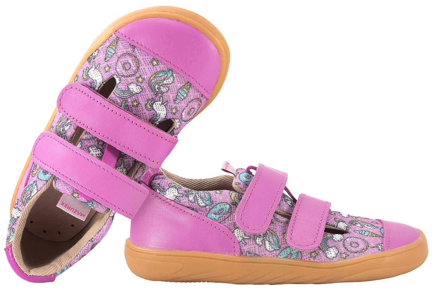 Mazurek Slipper Pro Candy Barefoot Skórzano-tekstylne Półbuty Kapcie róż 31