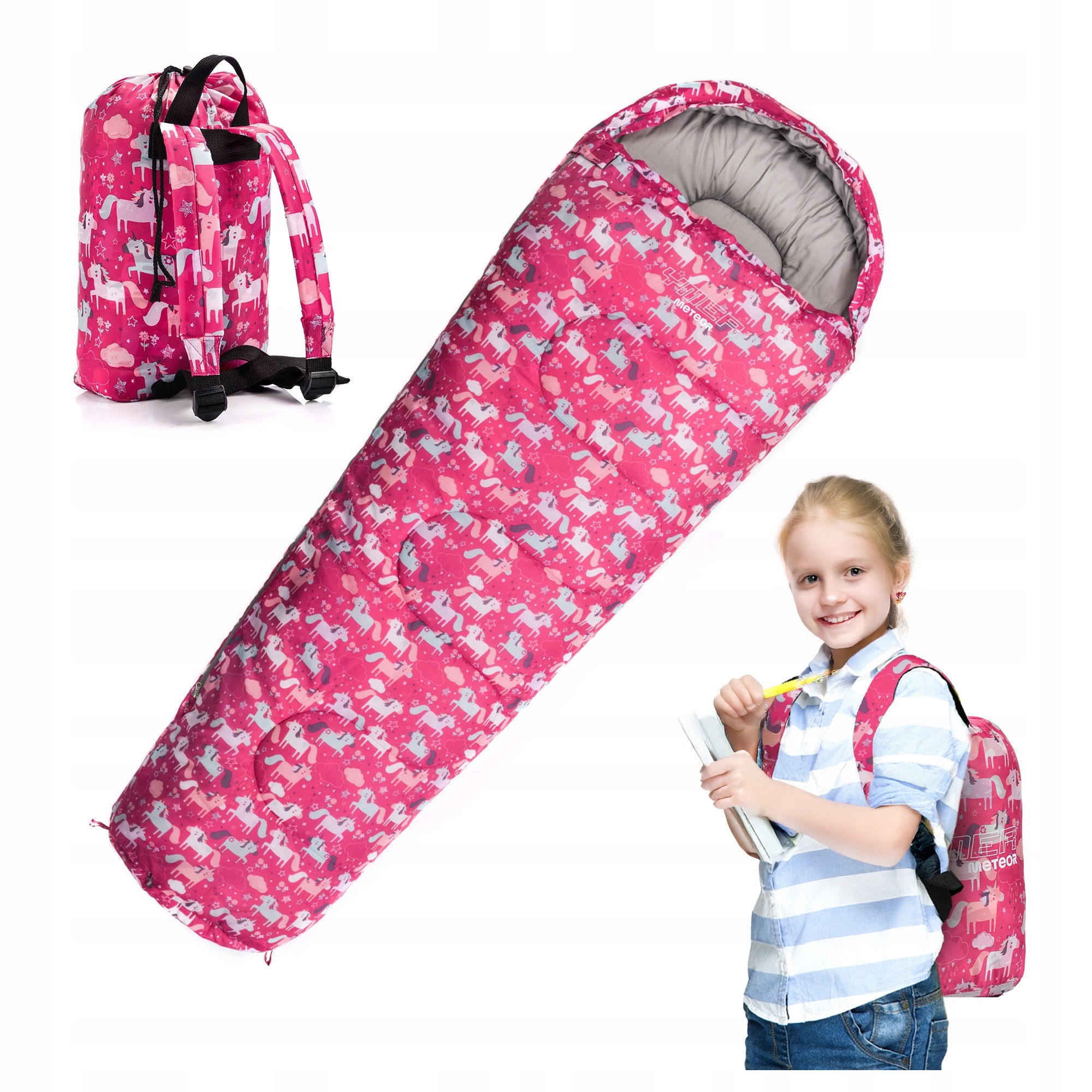 Dětský teplý spací pytel mumie pro děti, kapuce, obal 155 cm