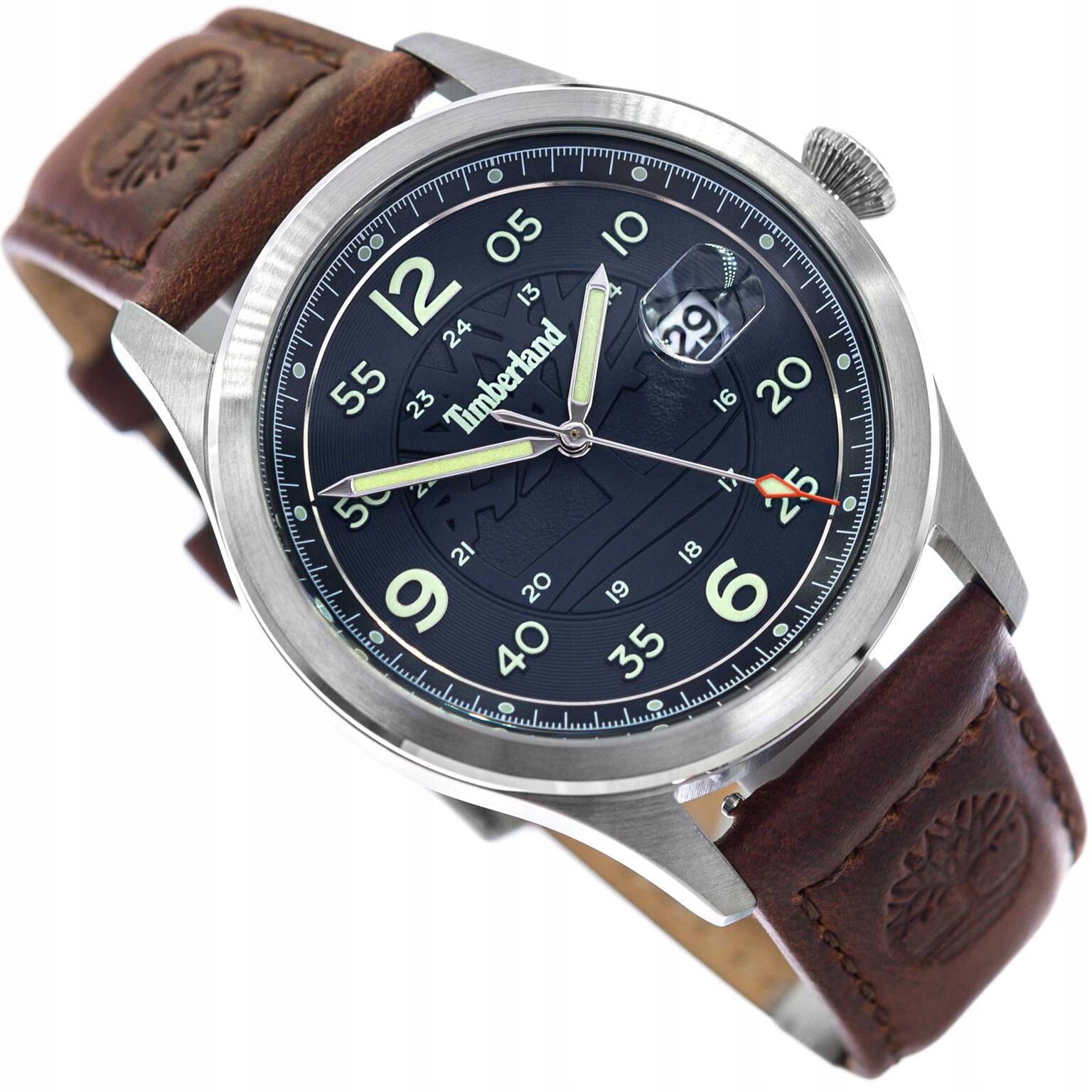Pánské Hodinky Timberland TDWGB2237502 Cornwall Hnědé Na Řemínku Datumovka