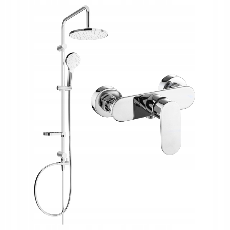 Mexen Erik stenová sprchová súprava s dažďovými tryskami a batériou Milo