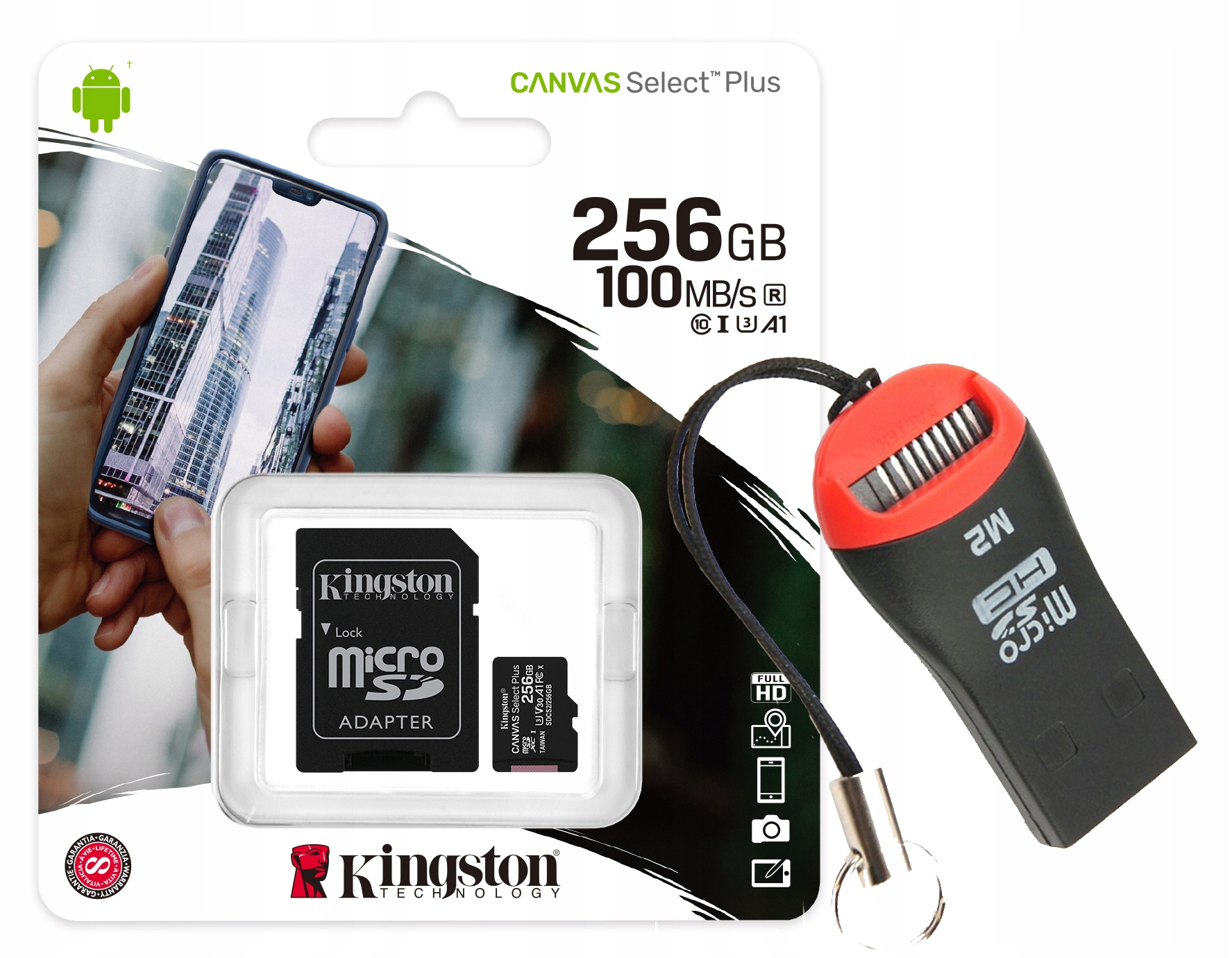 Paměťová karta Kingston 256GB CLASS10 microSD Čtečka Micro Mini
