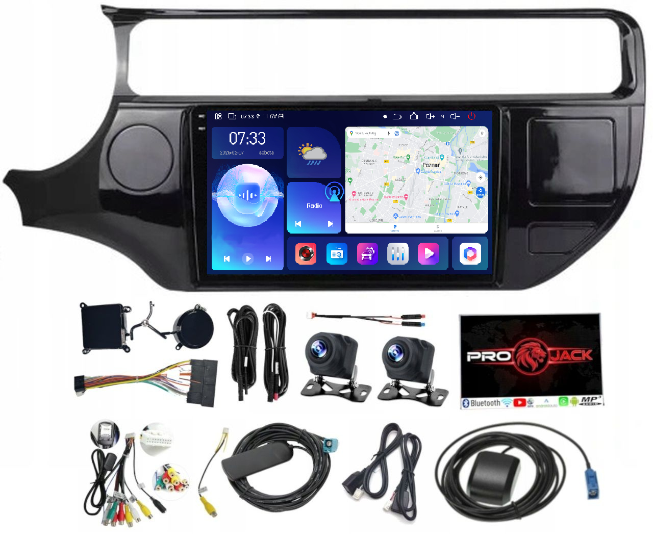 Gps Rádio Android Bt Kia Rio 2015-2017 Carplay Wifi Usb 128GB Sim Modem