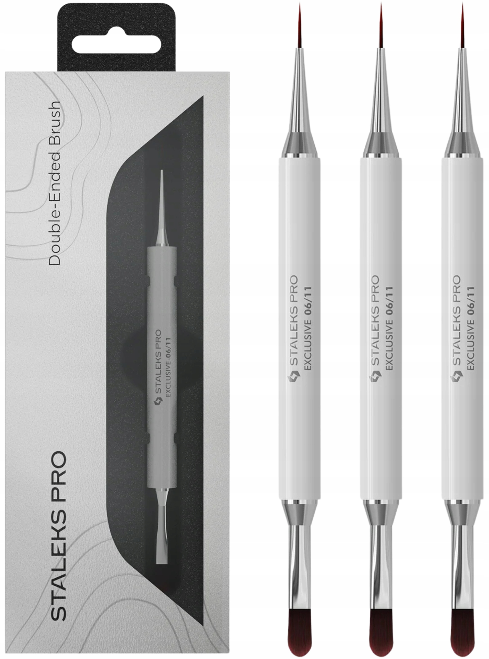 3 x Staleks Přesný Štětec Na Gel Na Zdobení Frenchu Exclusive 11/12 mm