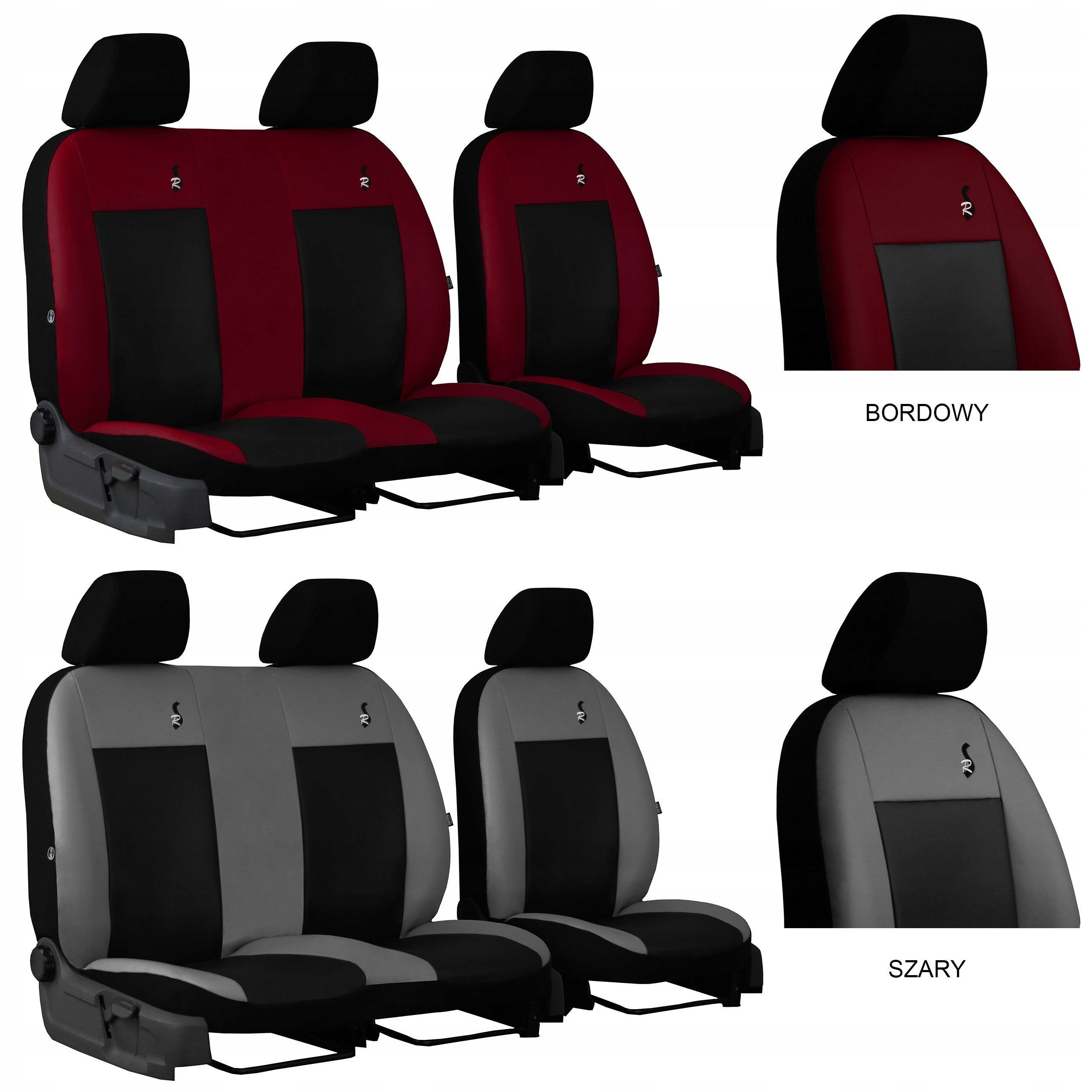 SKÓRZANE POKROWCE MIAROWE SAMOCHODOWE NA SIEDZENIA RENAULT KANGOO III 2+1 Model Road