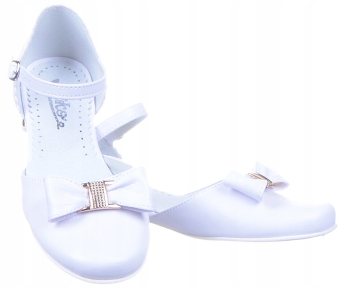 Buty Komunijne dziewczęce 672 białe złote 31 Miko