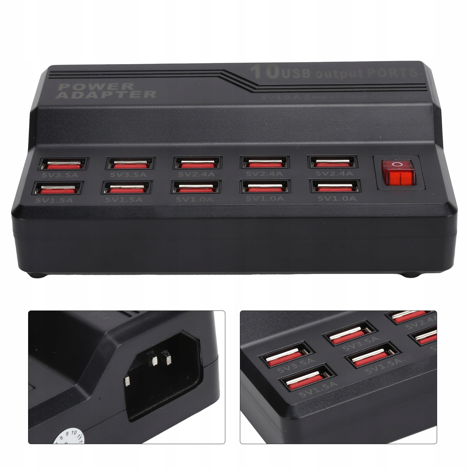 Ładowarka Sieciowa 10 Portów Usb 5V 12A
