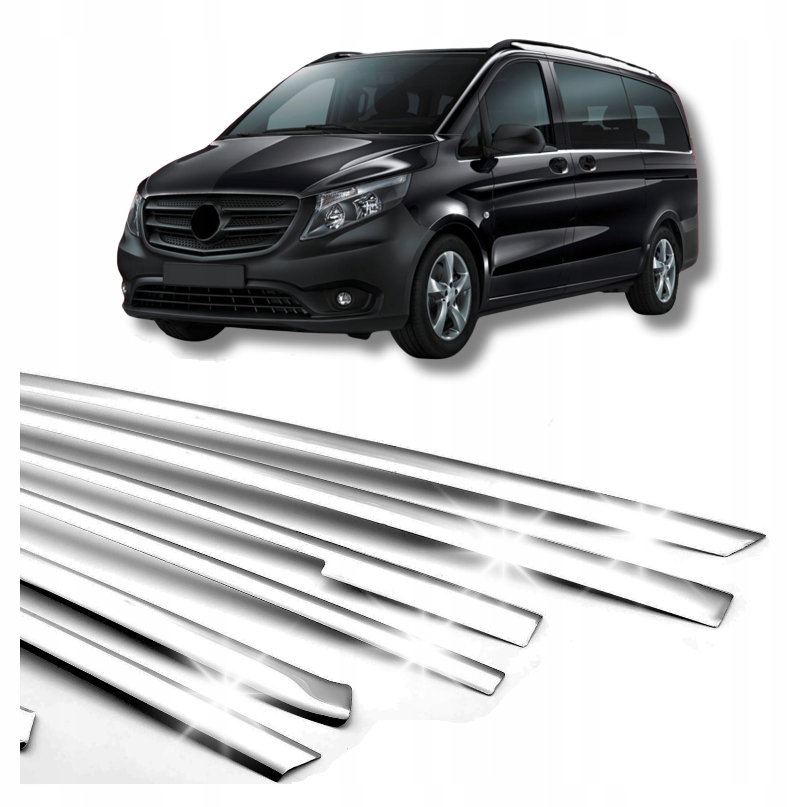 Lišta skla na boku dverí nerezová oceľ chróm Mercedes Vito W447 L3 2014-