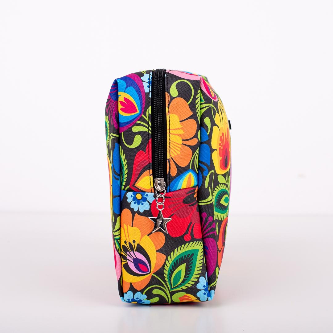 DUŻA KOSMETYCZKA FOLK - WZORY ŁOWICKIE - CZARNA FOLKSTAR Płeć kobieta