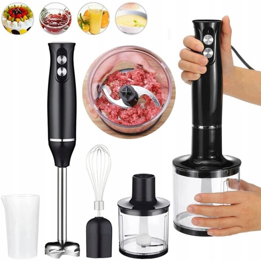Turbo Výkonný Multifunkční Ruční Mixér 500W S Ocelovými Čepelemi, Sada 4V1