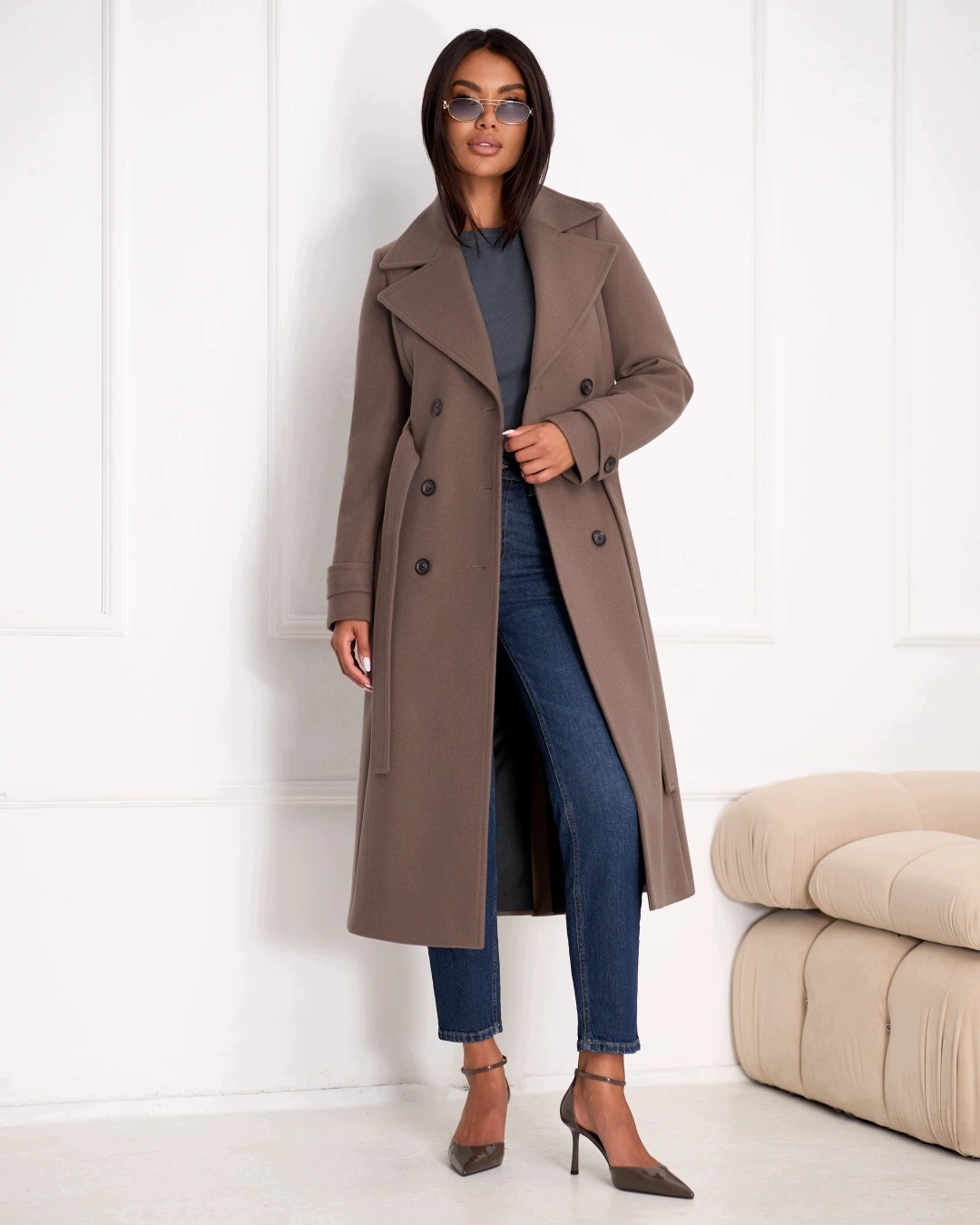 Zartex dámský kabát klasický dvouřadý London natural AW26 vel. 36