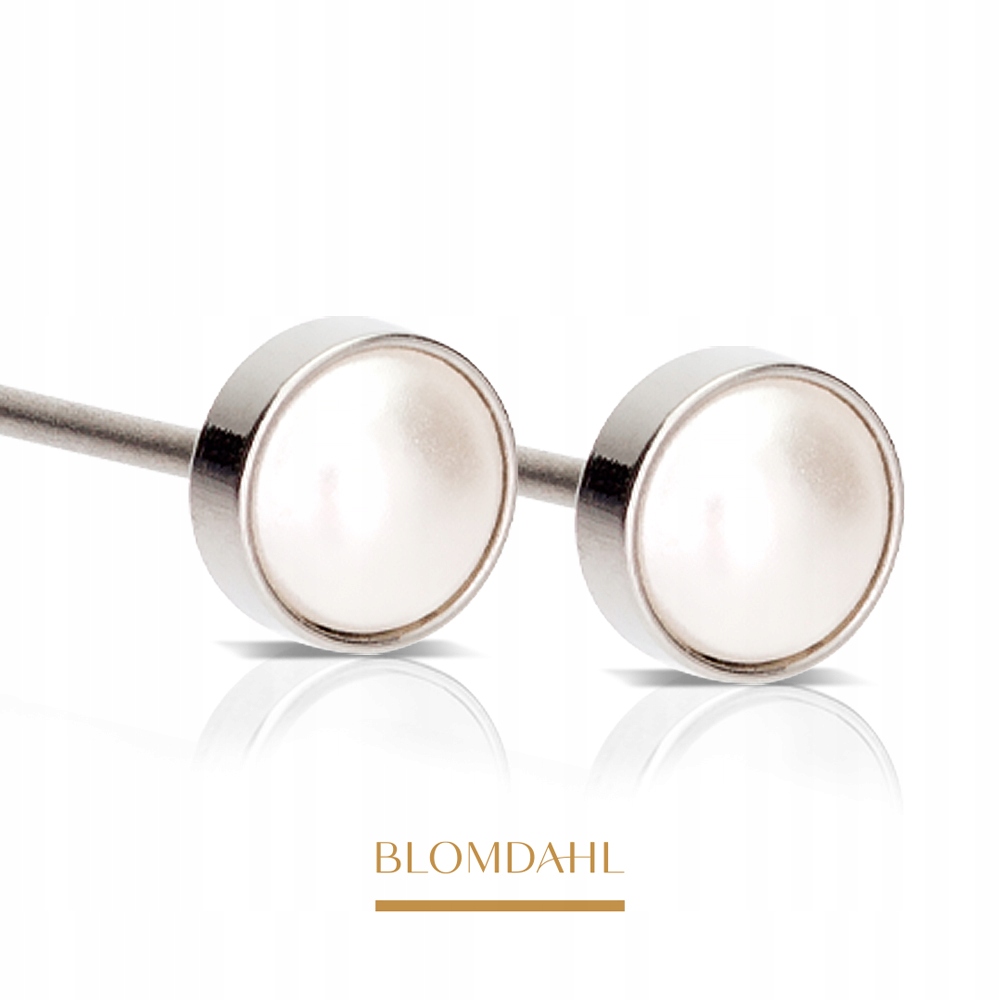 Blomdahl Náušnice Bezel Pearl White 5 mm