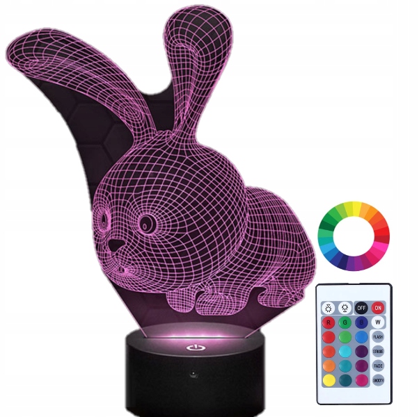 

Lampka Nocna z Imieniem Króliczek 3D Grawer
