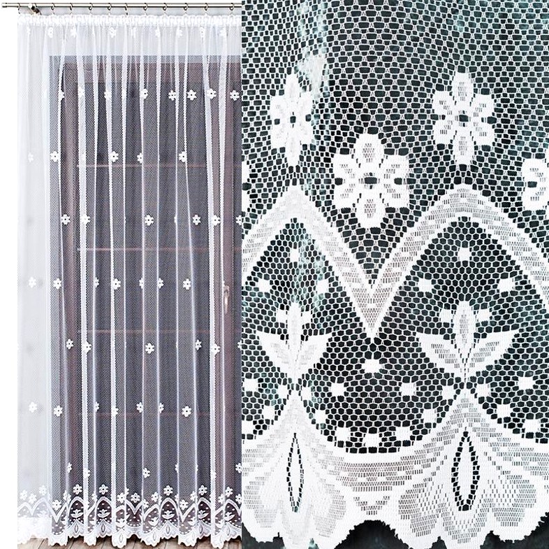 Záclona Florentyna 500x250 cm jednoduchá s květinami (hotová) s lemováním