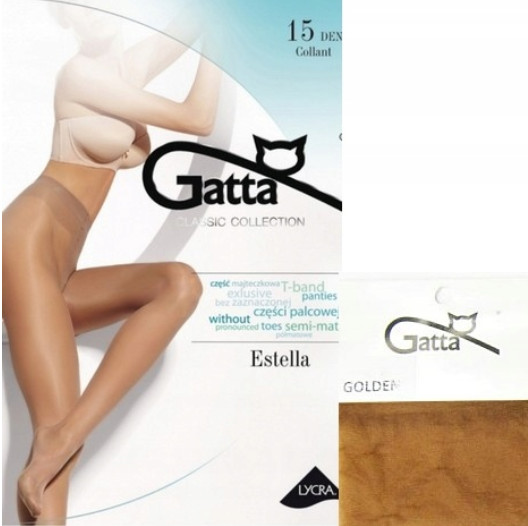 

Gatta Rajstopy Estella 15 den r.5-XL golden T-band