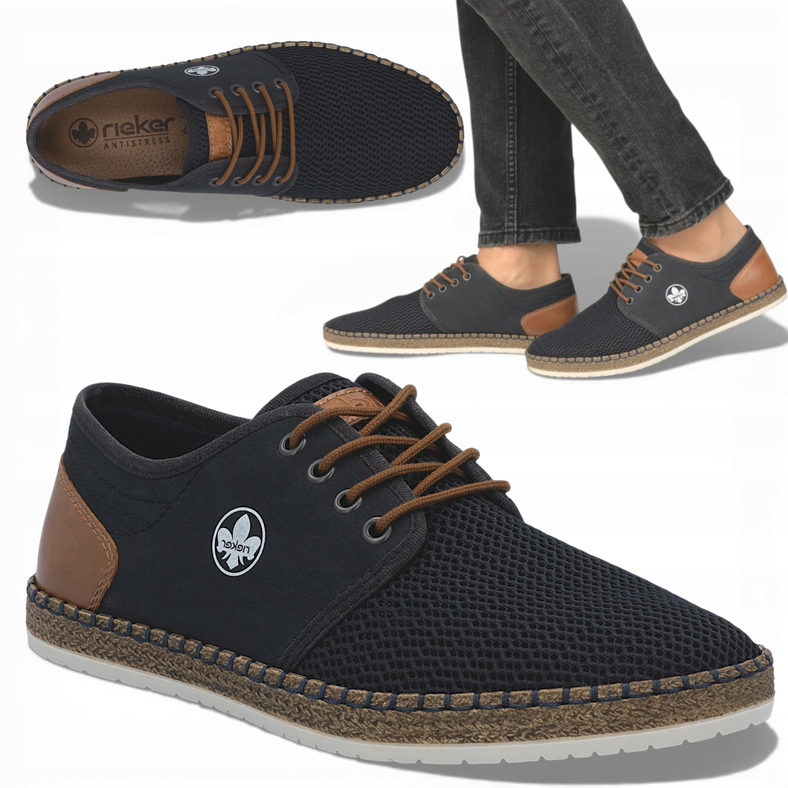 Pánské polobotky 42 Rieker Pohodlné Elegantní Prodyšné Letní