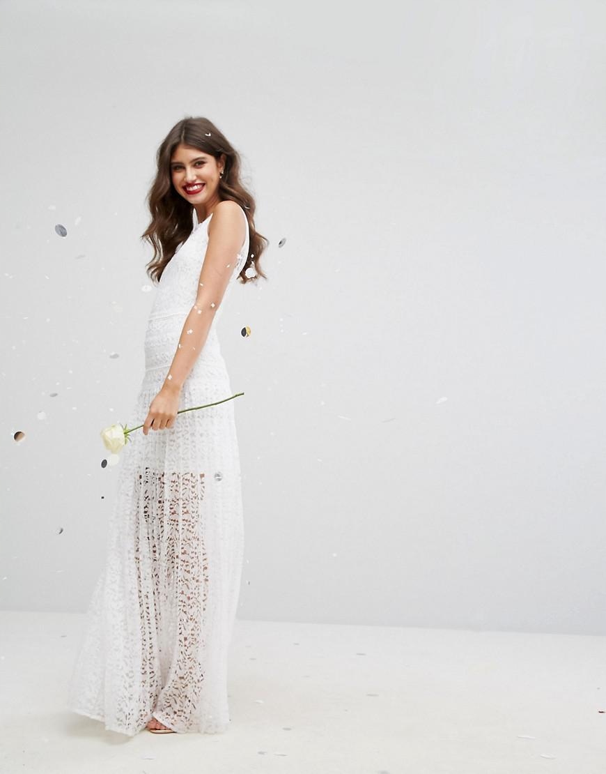 BODY FROCK SUKIENKA BIAŁA MAXI KORONKA 36 S 2ACV