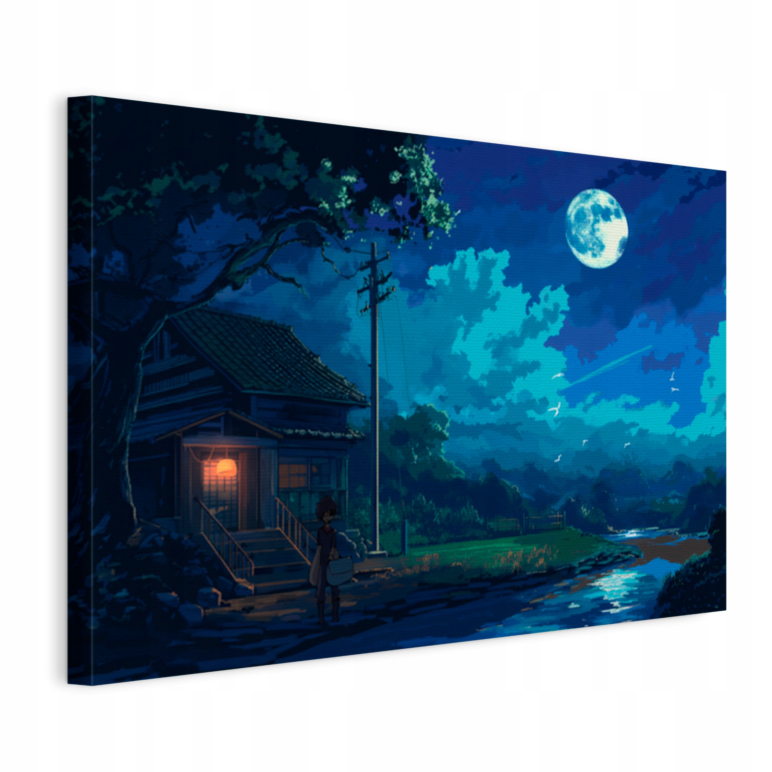 Obraz na plátně Měsíc Hory Pixel Art do obývacího pokoje Ložnice 60x40