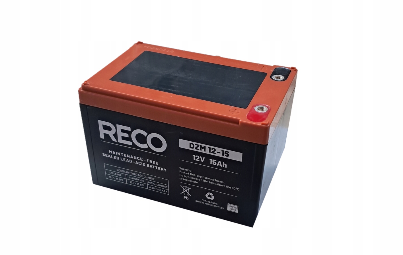 Akumulator Agm Wzmocniony 12V 15AH Reco Do Roweru Hulajnogi Samochodziku