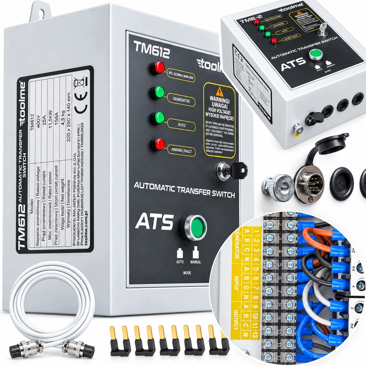 Automatické zapínání ovládání agregátu Ats Toolme 400V tm611 tm612