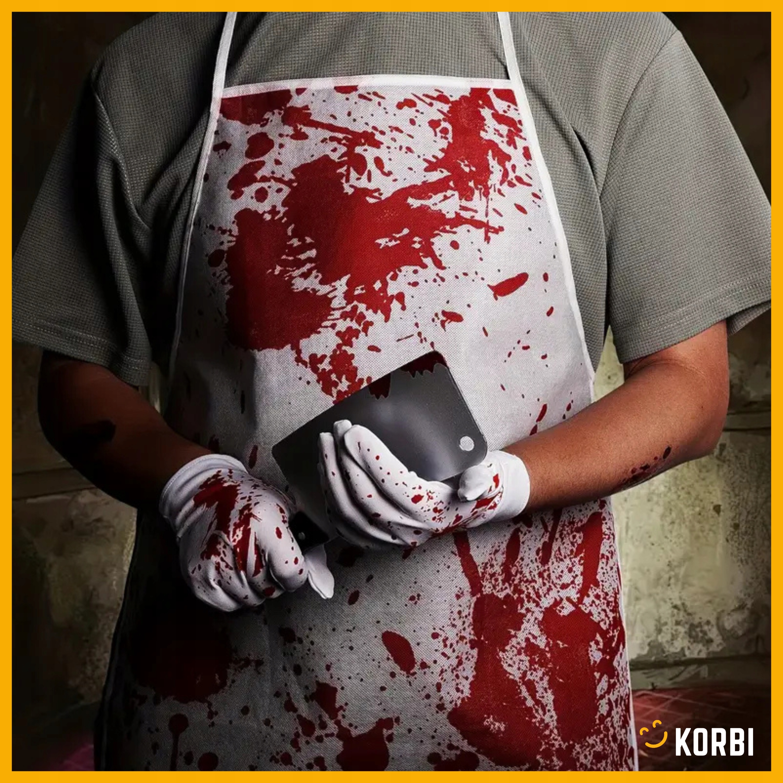 KRWAWY FARTUCH ZAKRWAWIONY RZEŹNIK KUCHARZ WE KRWI STRÓJ HALLOWEEN BIAŁY Płeć uniseks