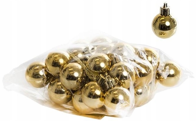 bombki metalizowane 30szt. ZŁOTE 3cm | OZB06308 — 2