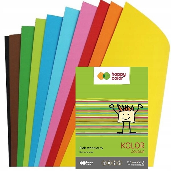 

Blok techniczny kolorowy A4 170g 10 ark Happy Colo