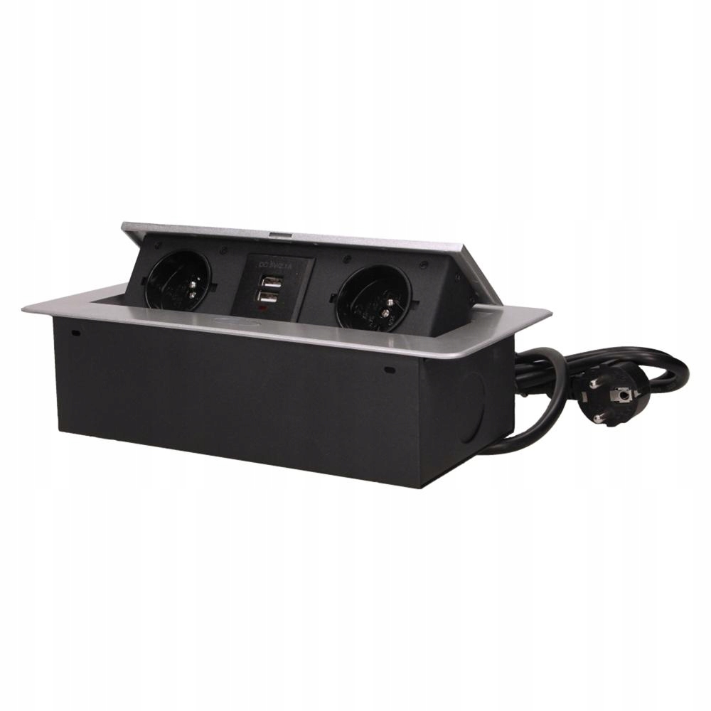 Zásuvka zapuštěná do pracovní desky 2x250V, 2xUSB OR-AE-13126/G