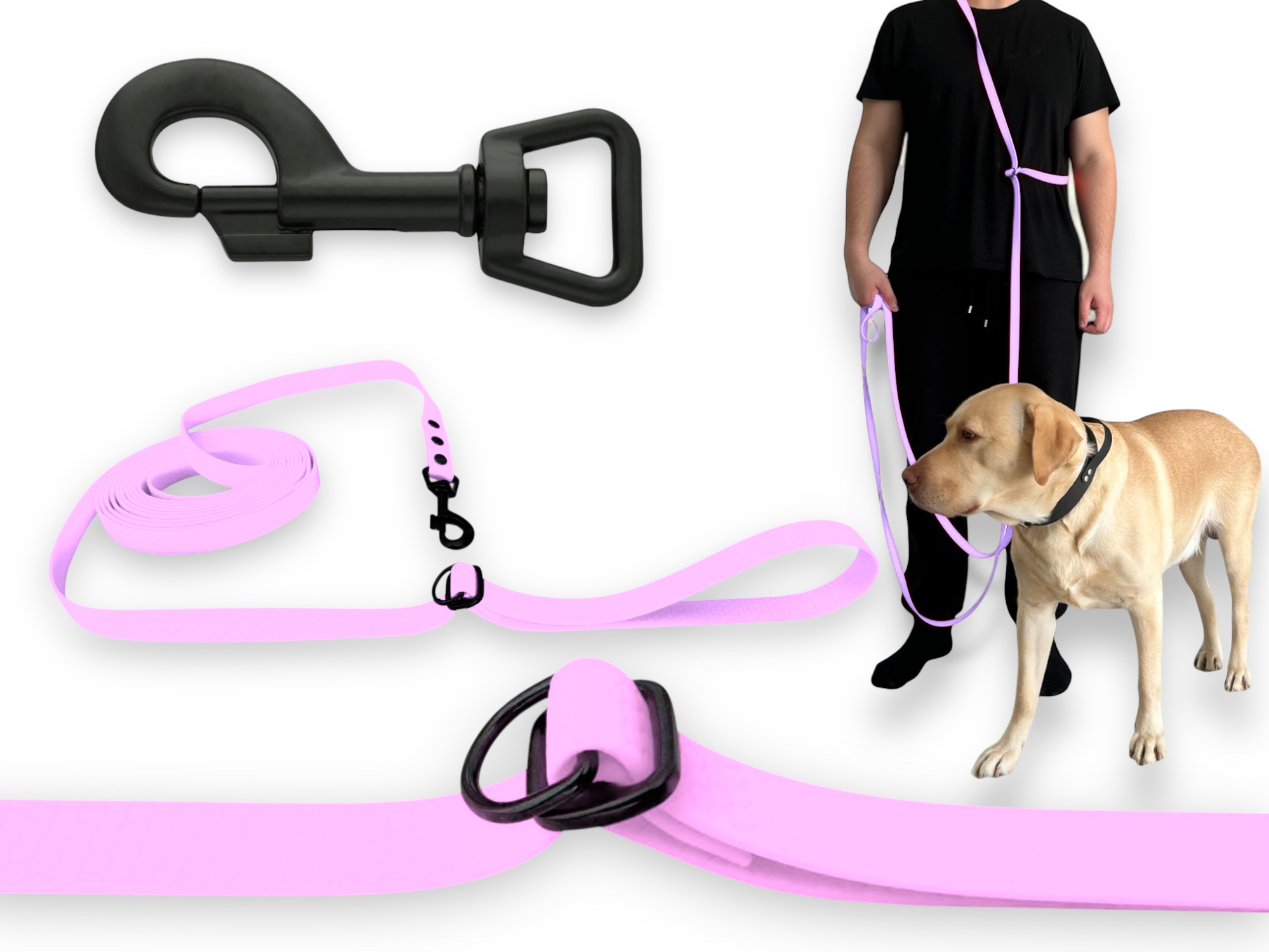 Vodítko Nastavitelná, Přepínatelná, Voděodolná, Měkká, Biothane Pvc| 10M 16MM