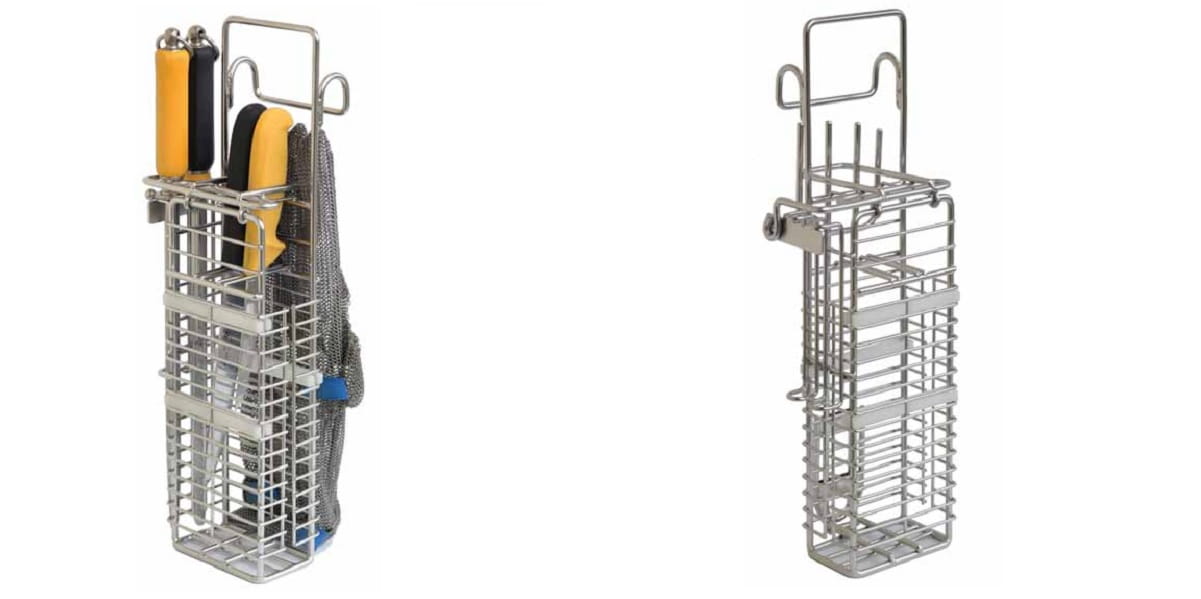 Koš na nože (2 nože, 2 ocelové rukavice)