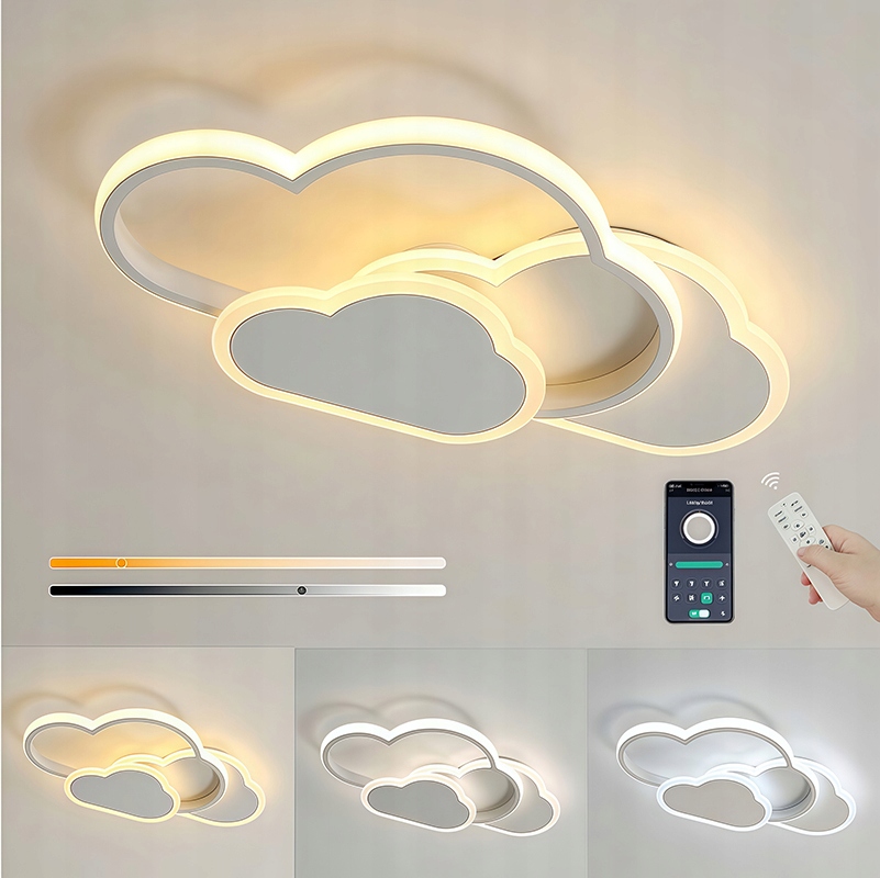 Stmievateľná Závesná Stropná Lampa Stropné Svietidlo Led Luster Biela S Pilotom+ App