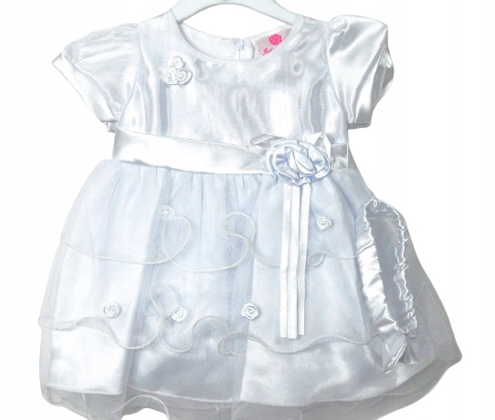 3 PAK DO CHRZTU Sukienka +opaska +majtki bloomersy Tiul Satyna OUTLET 74-80 Marka Inna marka