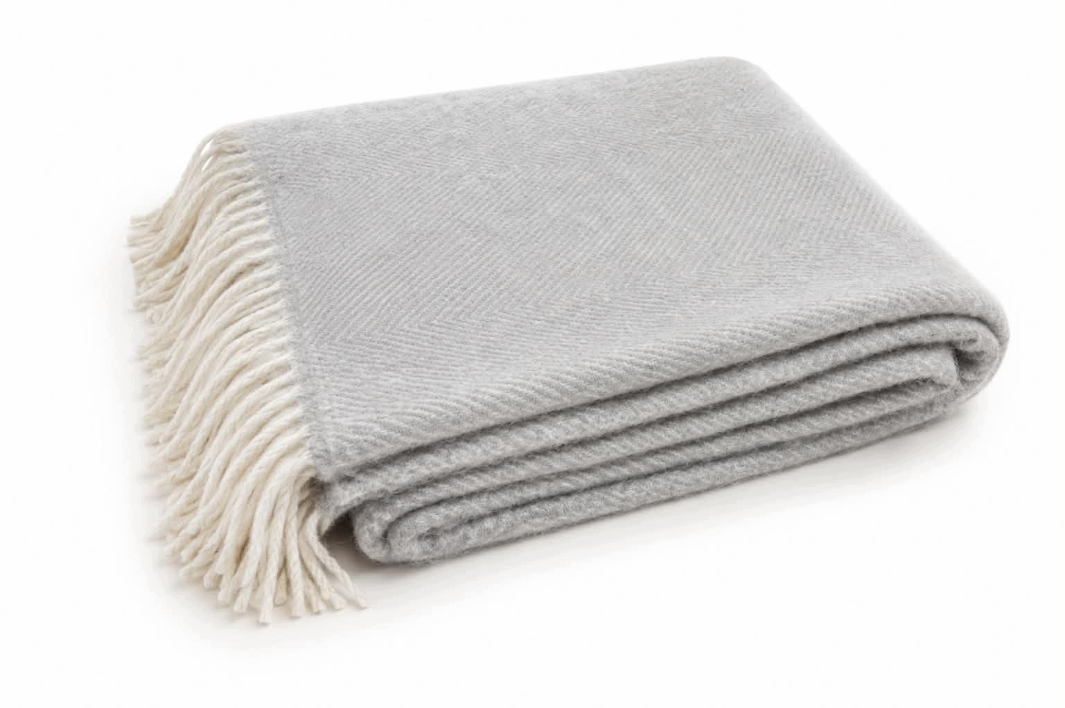 Deka Pléd vlnená tkaná svetlosivá s strapcami 100 % jahňacia vlna 650 g/m2