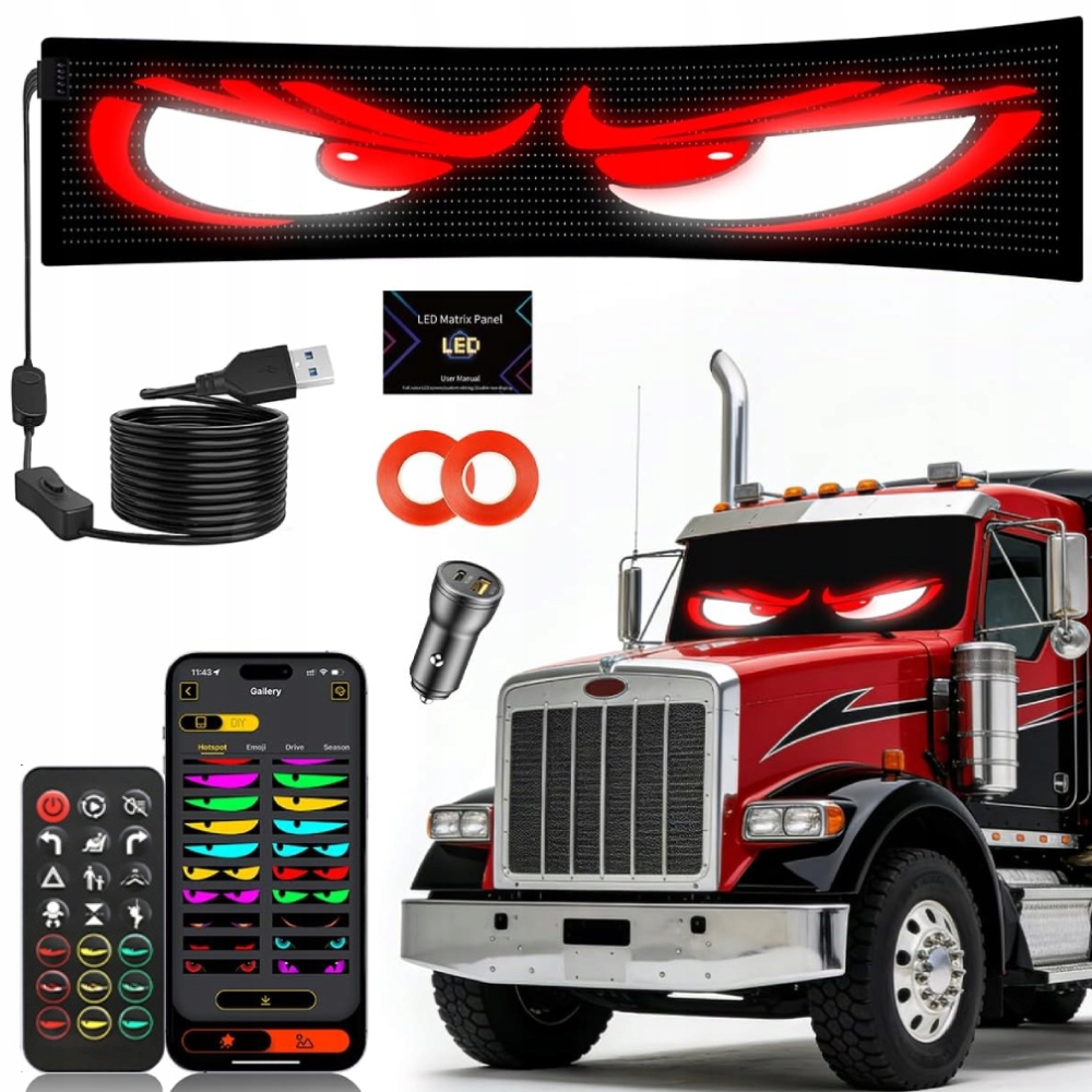 Auto Světlo Devil Eyes, 120 * 595 mm, Přizpůsobitelné Led