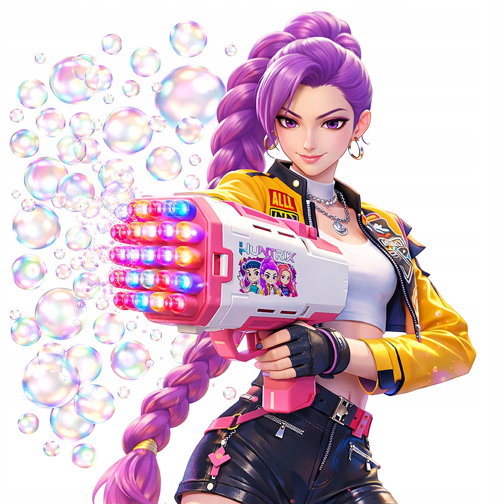 PISTOLET MASZYNA DO BANIEK HUNTRIX ŁOWCZYNIE DEMONÓW PREZENT + PŁYN