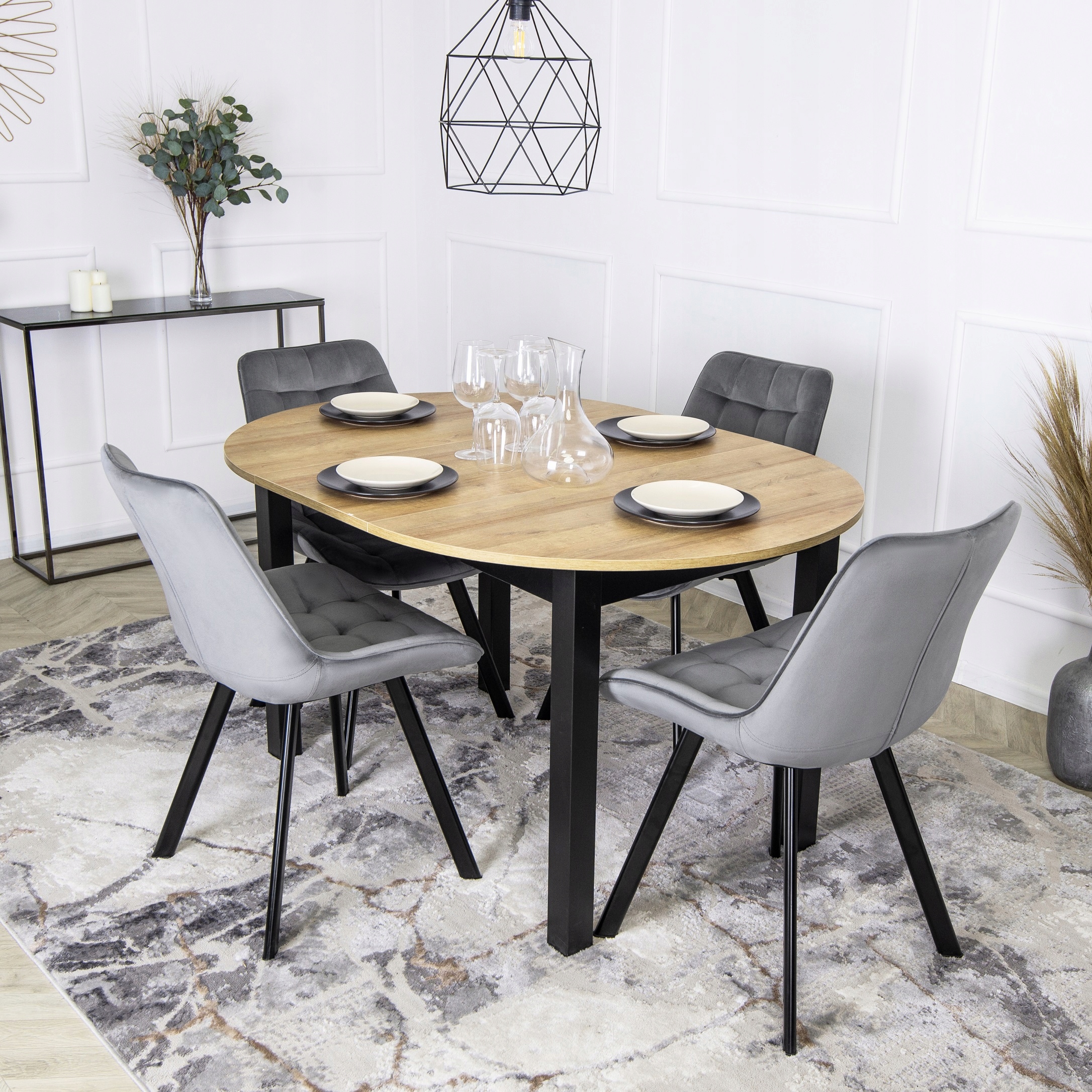 Zestaw Stół Z Krzesłami Rozkładany Okrągły Do Salonu Riviera Stół Kuchenny Kod producenta Okrągły Rozkładany Kuchenny z Krzesłami Loft