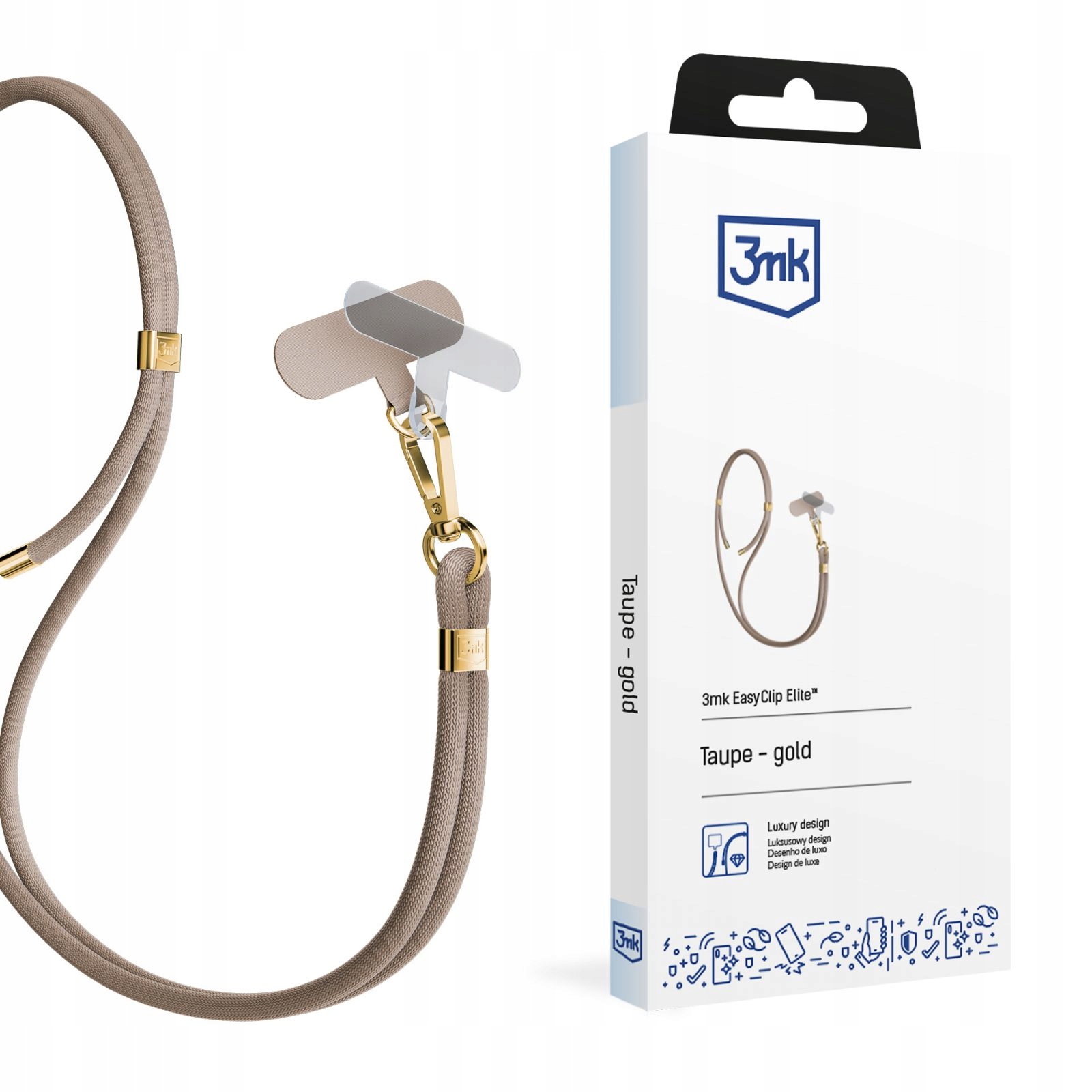 Smycz Do Smartfona Taupe (gold) 3MK Easyclip Elite