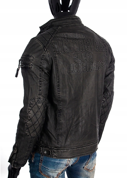 Kurtka Skóra CIPO BAXX Motor Racing Zamki Kolor szary