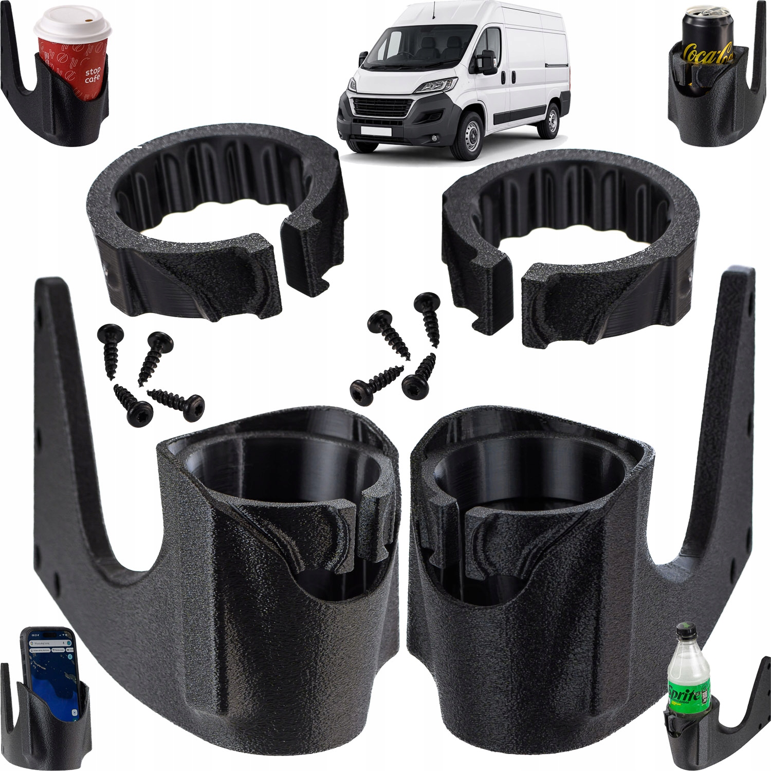Zestaw L+r Cupholder 4w1 Kubek Puszka Butelka Telefon Ducato Jumper Boxer