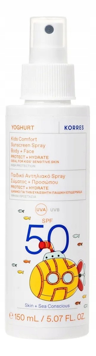 Korres Yoghurt Kids Comfort Sunscreen Ochranná emulze ve spreji spf50 150 Ml