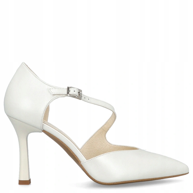 svatební lodičky s páskem Kotyl 8527 Ecru Perlové 38