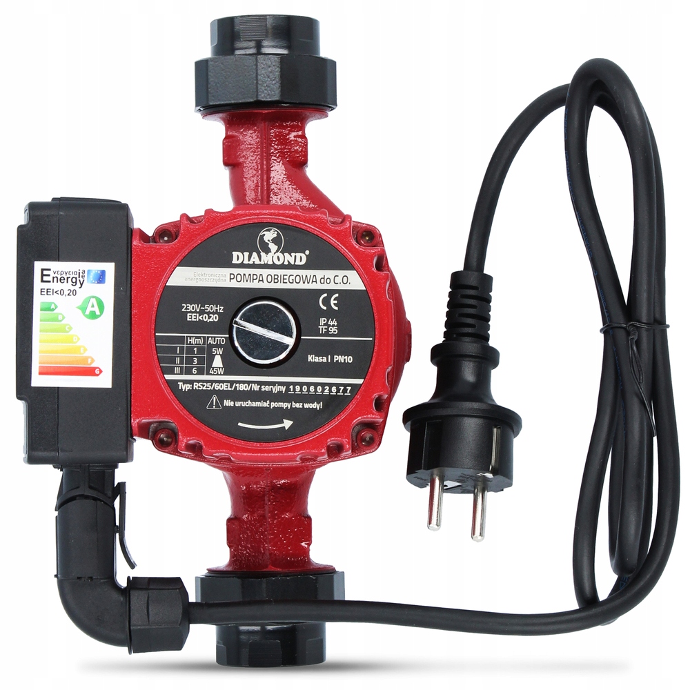 Pompa obiegowa do pieca CO ze sterownikiem Diamond Maksymalna temperatura cieczy 90°C
