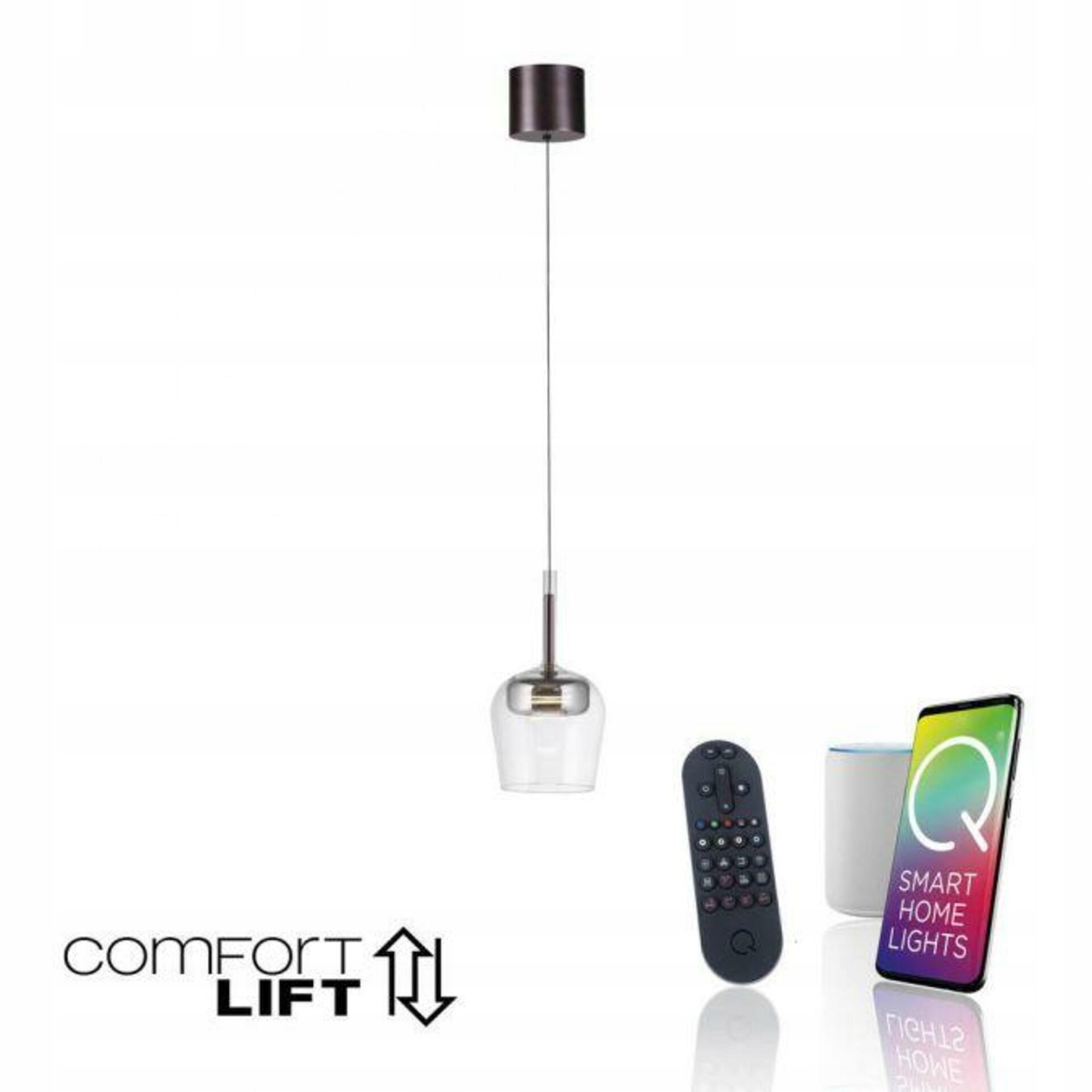 Paul Neuhaus Q-kon Led závesné svietidlo ZigBee, 1-ramenné, strieborné, 2700-5